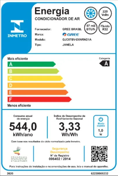 Ar Condicionado De Janela Gree 7.000 Btus Frio Eletrônico 220v R-32